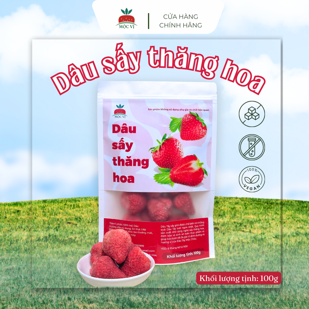 Hộp dâu sấy thăng hoa 100g
